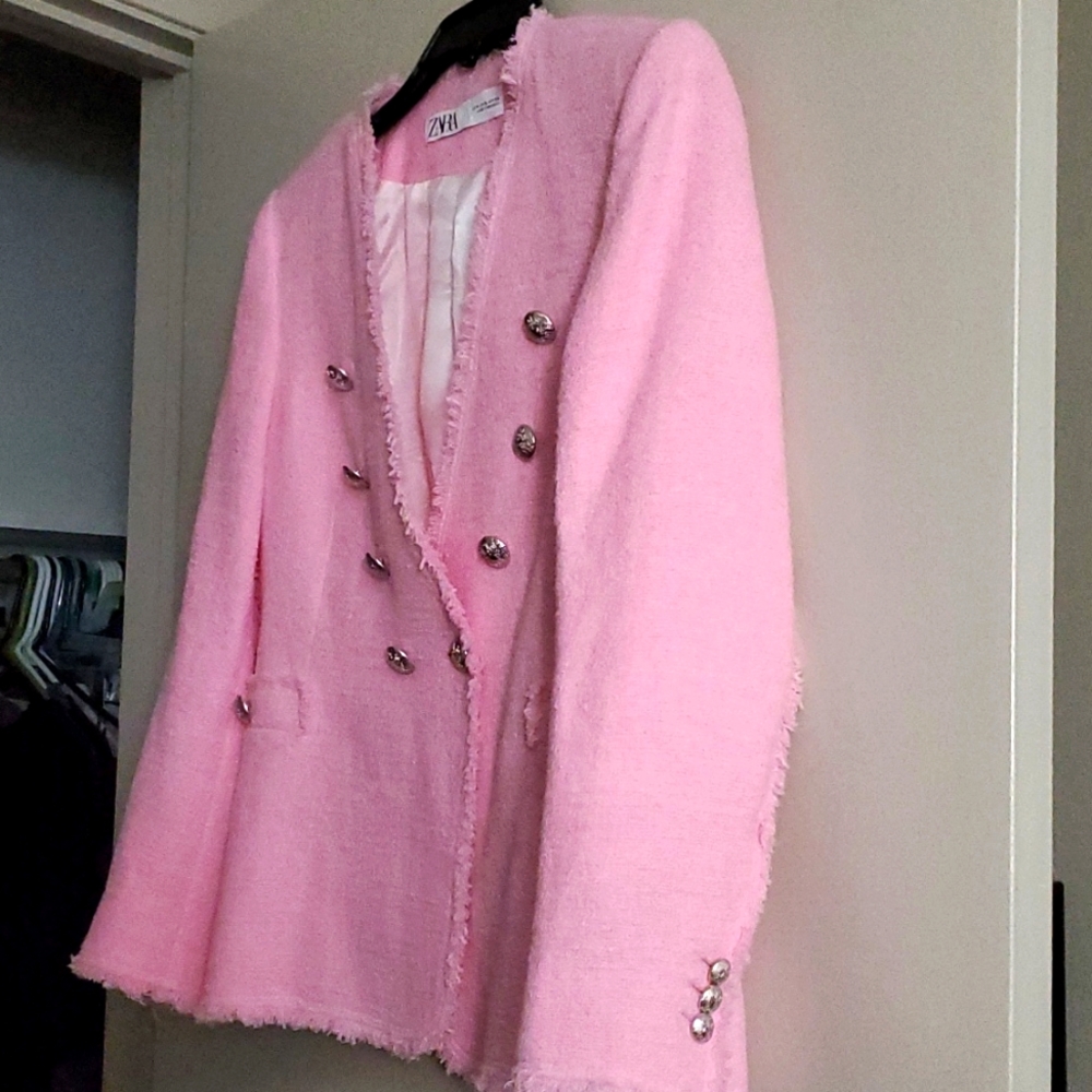 Zara pink tweed blazer